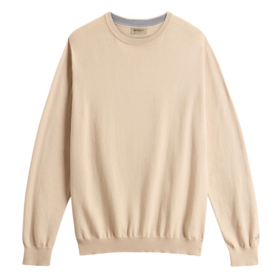 Maglia girocollo in puro cotone con logo ricamato da uomo Woolrich | CFWOKN03318640